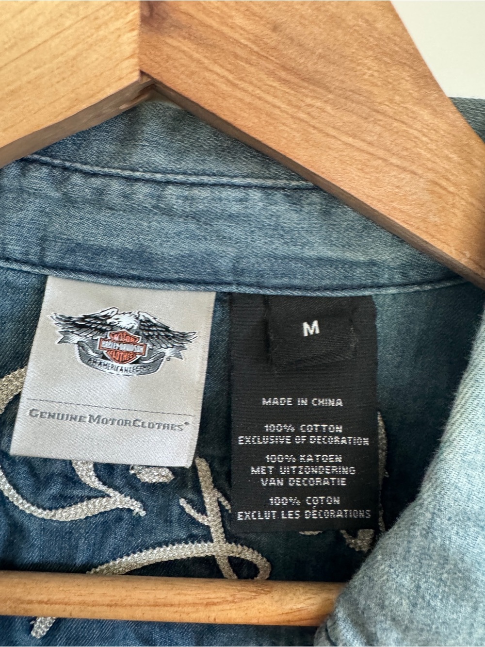 Harley-Davidson® Women's Genuine Classic Denim Long Sleeve Snap Button Shirt M - Picture 8 of 11